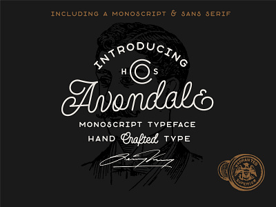 Avondale - A Monoline Font Duo lettering line art logo line badge logo monoline monoline font monoline script retro typeface typography vintage