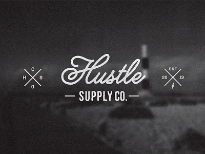 Hustle Supply Co. blurred blurred background hustle lettering logo mark melanie lane photo script t shirt design typography vintage wordmark yellow design studio