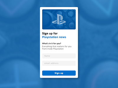 Sign up screen