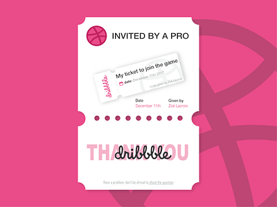 Dribbble invitation first invite thankfull