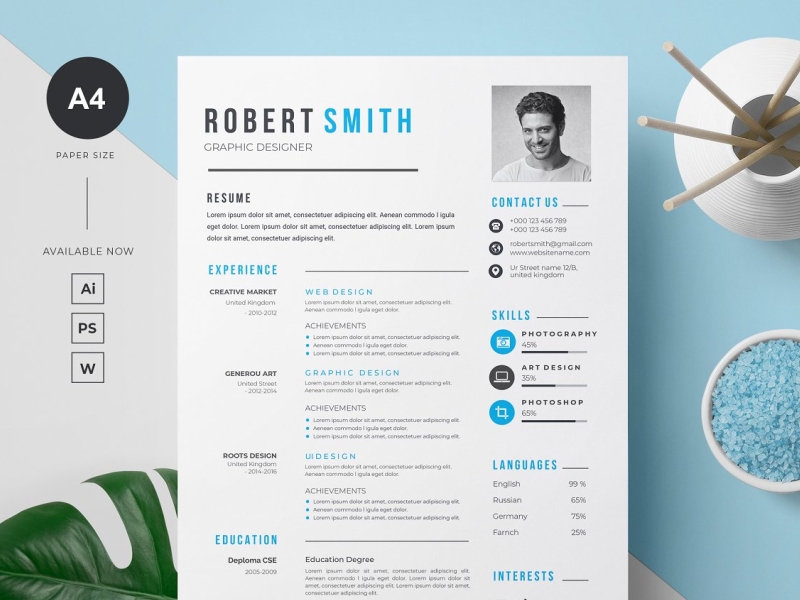 Graphic Designer Resume-Template by Click Paint on Dribbble