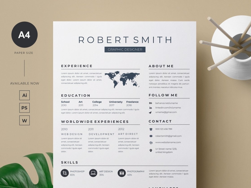 Clean Resume Template By Click Paint On Dribbble