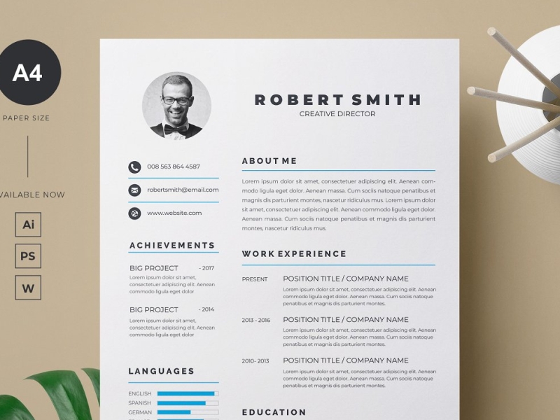 Professional Resume Template by Click Paint on Dribbble