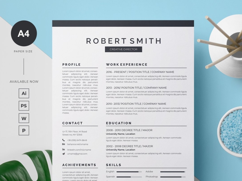 Professional Resume Template by Click Paint on Dribbble