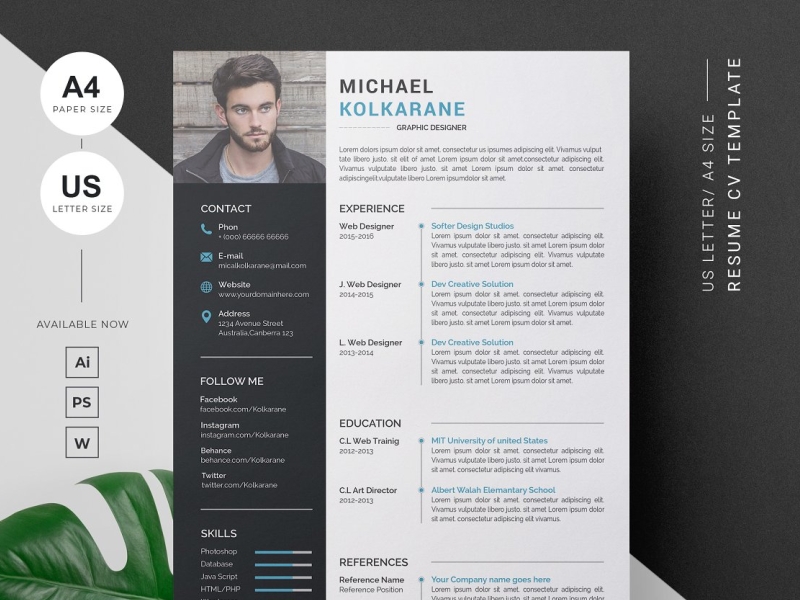 Professional Resume Template by Click Paint on Dribbble