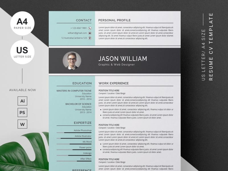 Modern Resume Template by Click Paint on Dribbble