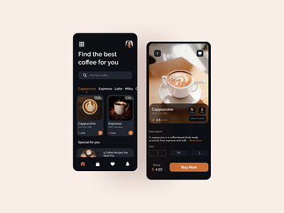 Coffee UI Screens designs, themes, templates and downloadable graphic ...