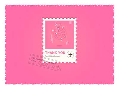 Thanks for the invitation dribbble invitation invite pink stamp travel
