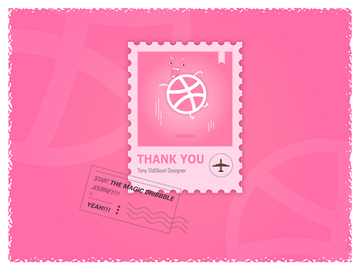 Another version of the thank-you letter. dribbble journey letter pink stamp thank you