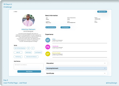 Job Portal Profile design graphic design ux