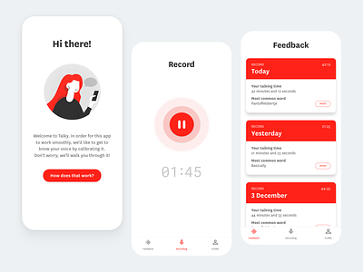 Talky, recording app concept app app design apple card dribbble illustraion iphone minimal mobile record ui ui design voice