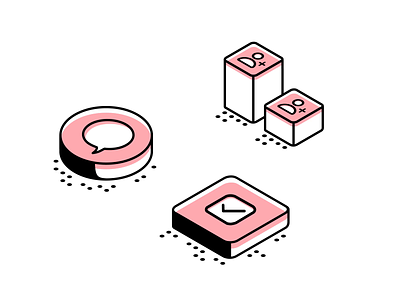 Animated Isometric illustration for an app animation branding checkmark contacts design gif icon illustration isometric loop animation message minimal minimalistic pastel pink vector