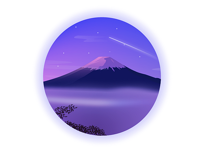 Asia - 7 continent challenge asia fuji gradient illustration japan landscape light mountain sky stars