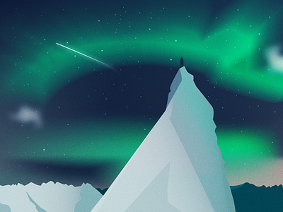 Northern lights experiment colors gradient ice illustration landscape light sky stars