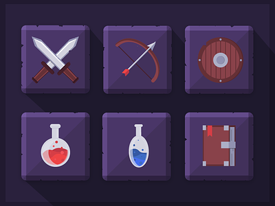 RPG icons flat game icon rpg sword weapon