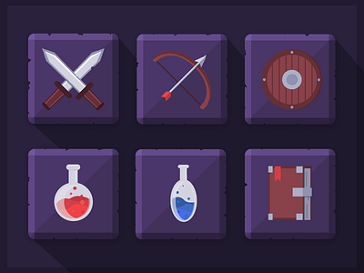 RPG icons flat game icon rpg sword weapon