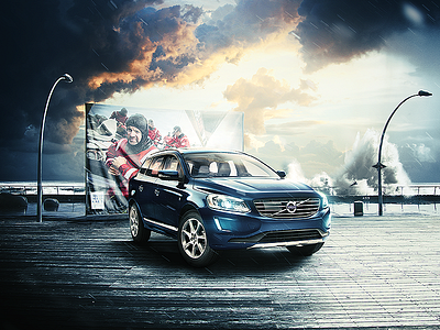 VOLVO XC60 Ocean Race car compositing ocean photoshop race rain volvo xc60