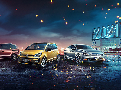Volkswagen - Happy new year 2021 automative car neon new night passat rain sharan sparks up volkswagen year