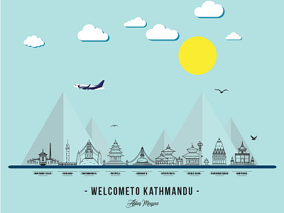 Kathmandu City - Nepal Vector Art