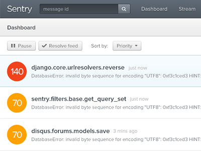 Sentry dashboard feed open source