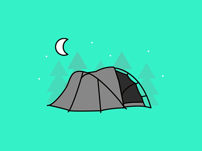 03. Camping about me branding camping icon interests moon neon outdoors stars teal tent