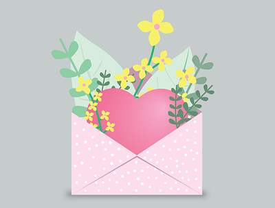 Sending you love design envelope design flat design graphic design illustration love