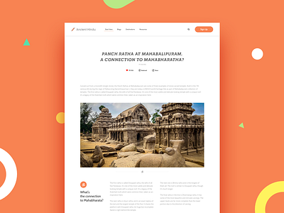 Travel Blog Inner page ancient blog hinduism history spiritual travel travel blog ui user experience user interface ux website