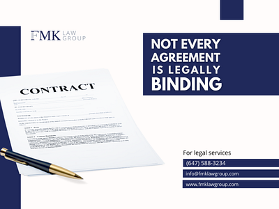 Not every agreement is legally binding !! bail lawyer branding criminal defense lawyer criminal lawyer in oakville fmklawgroup graphic design lawfirm