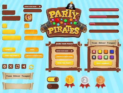 Party Pirates UI app design figma graphic design illustration logo ui vector