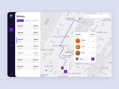 Delivery interface | Dashboard design