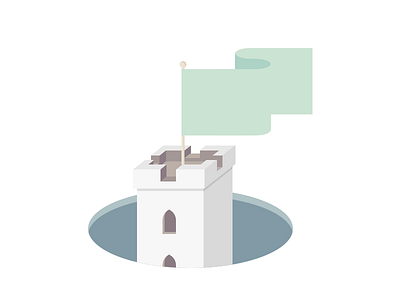 White Castle castle flag icon illustration tower white