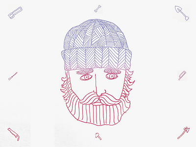 Simple illustration for my personal project Wild. Famous. beanie beard lumber jack nordic sketch tools wild. famous.
