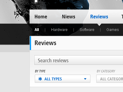 Reviews Header black blue design filters grey menu typography ui ux web