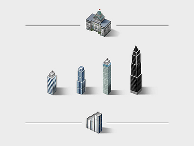 Skyscrapers & municipal buildings app building icon isometric municipal set skyscraper