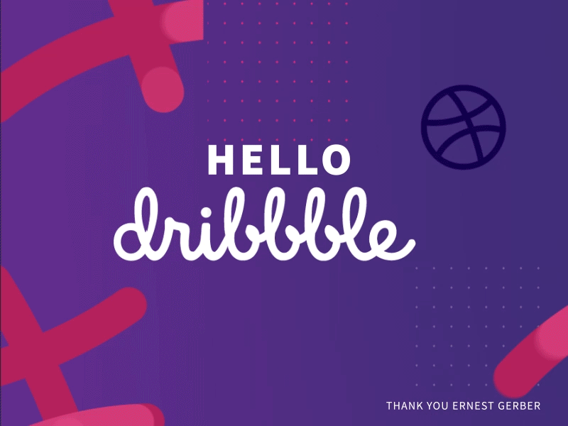 Hello Dribbble - Debut ae animation dribble hello invitation pink. purple