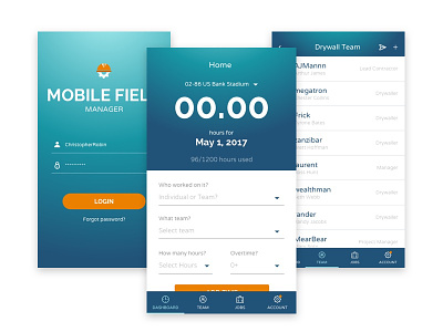 Mobile Field Manager android app construction design flat gradient icon iphone logo team ui ux