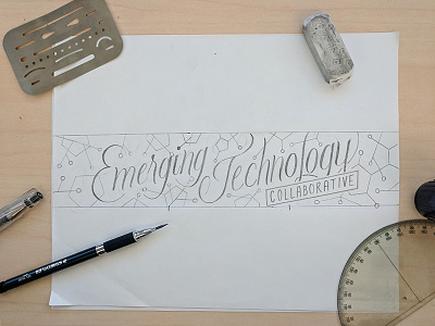 Emerging Tech calligraphy drawing graphite hamrick hand lettering wall art