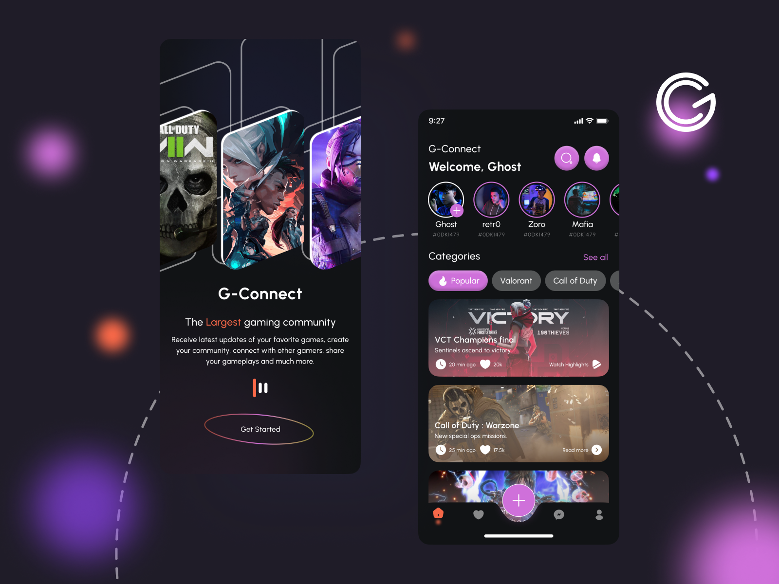 Gaming Community app UI by vishal an on Dribbble