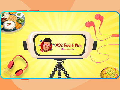 Logo and Banner Design for Aj's Food and Vlog banner design freelancer graphic design illustrator logo logo design