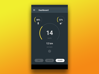 Electric bicycle app dashboard