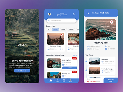 Dolan - Travel Mobile App apps design dolan holiday home screen illustration inspiration jalan jalan mobile mobile app piknik splash screen travel trending ui user interface wisata