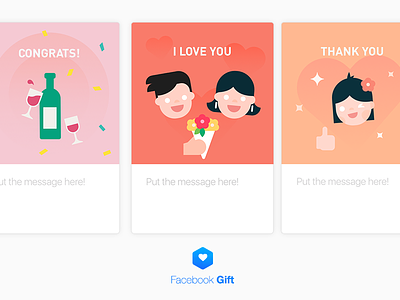 Facebook Gift Message card (1) card character design graphic illust illustration minimal