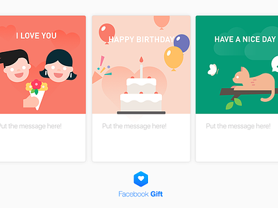 Facebook Gift Message card (2) card character design graphic illust illustration minimal