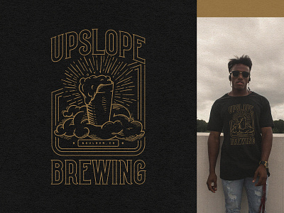 Upslope Brewing Apparel Design apparel beer black and gold brewing illustration merch pint shirt tshirt
