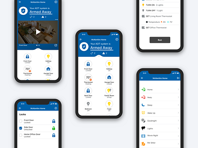 Screenshots of UI for Control App
