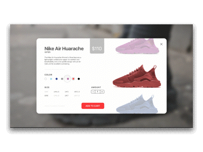 Nike Air Huarache air card cards cart interface move nike sketch ui ux web