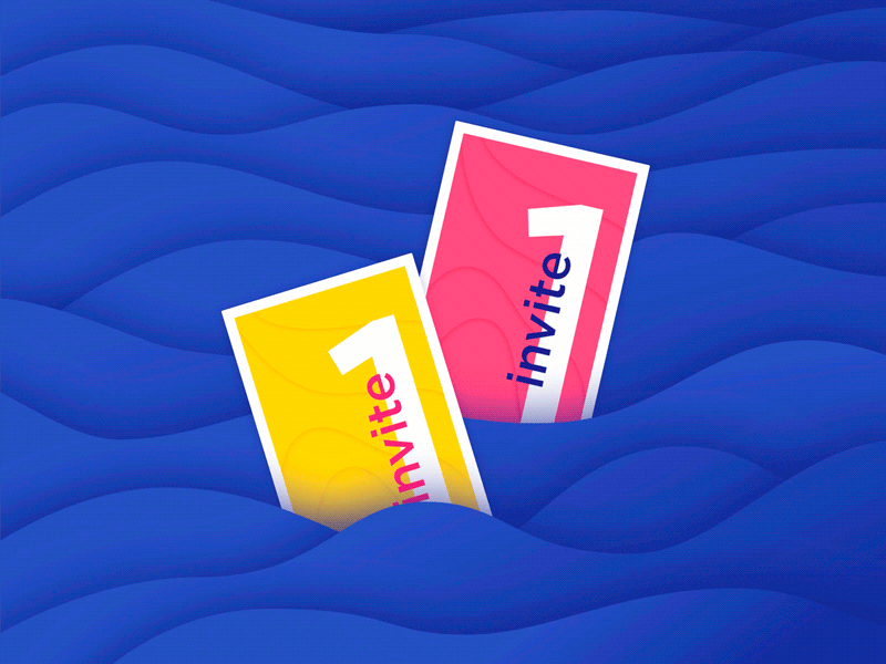 2 Dribbble invites animation blue card clean design dribbble gif giveaway invite pink two yellow
