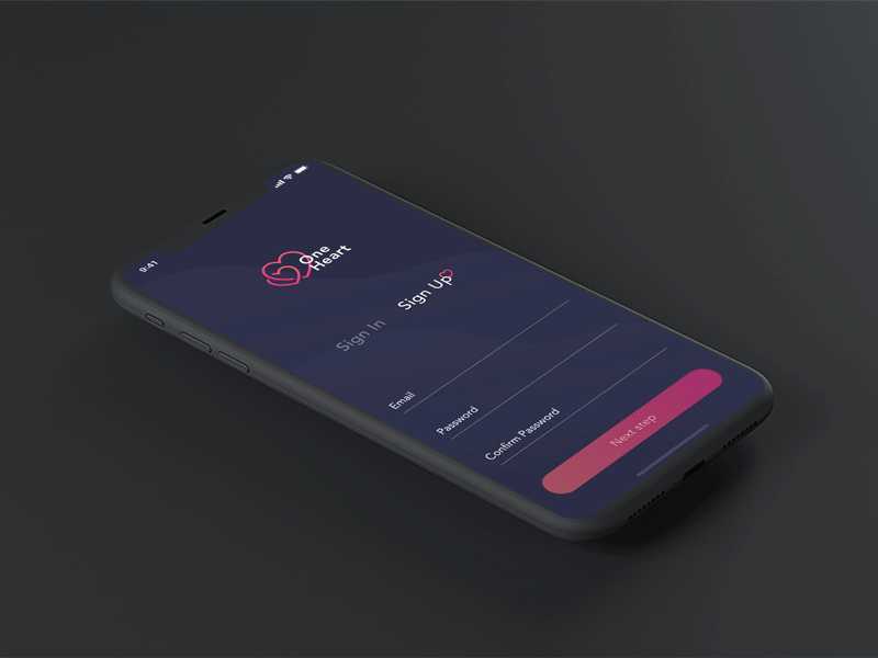 One heart animation app clean design form gif iphone ui ux