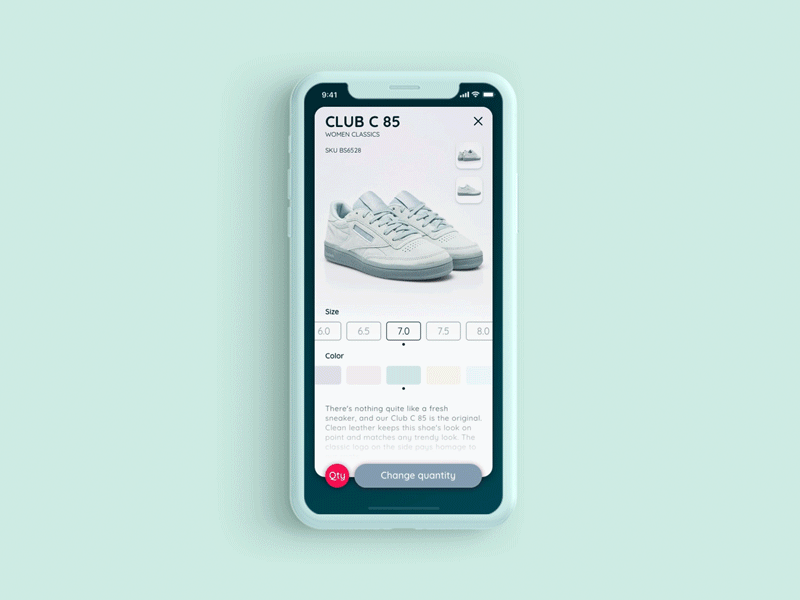 Shoe Shop animation clear colors design gif ios iphone reebok ui ux