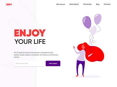 Enjoy | web page animation clean colors design desktop illustraion landing minimal motion page ui ux video web website